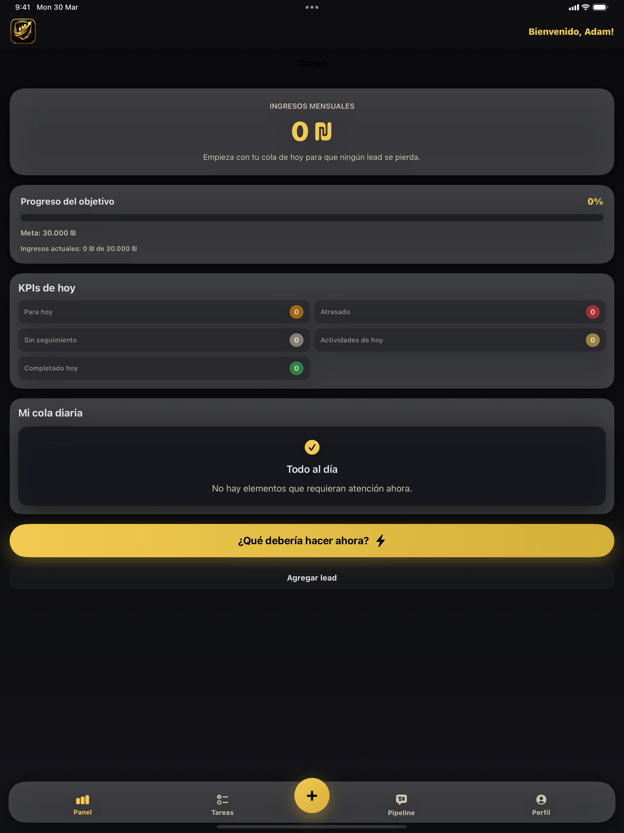 Dashboard en iPad en español